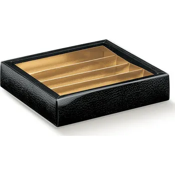 Dárková krabička Krabička+rozdělovač v.25mm+obal plast 145x145, (kůže černá) 1 ks/krabička