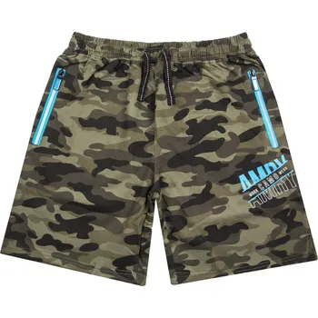 Chlapecké oblečení Chlapecké kraťasy - KUGO MT0529, khaki/ tyrkysová aplikace Barva: Khaki, Velikost: 146