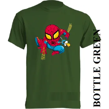 Chlapecké tričko detske-levne-bavlnene-tricko-potisk-spiderman Barva: Bottle green - lahvově zelená, velikost: 116