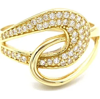 Prsten Zlatý prsten propletené vlnky se zirkony 3,00g
