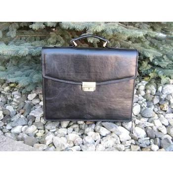 Pánská aktovka Triton Kožená pánská ručně šitá aktovka MAREK - česká výroba; černá