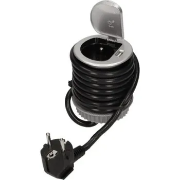 Elektrická zásuvka Zásuvka RING 1 x USB 5 V DC (2,4 A) / 1 x 230 V AC (16 A) stříbrná