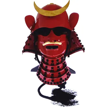 Šermířská maska Samurajská přilbice "RED DRAGON" vysoká kvalita II. jakost