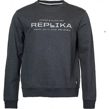 Pánská mikina Pánská mikina REPLIKA JEANS černá s potiskem 4XL - 8XL Replika Jeans ODE-REP-01312-0099 - 4XL