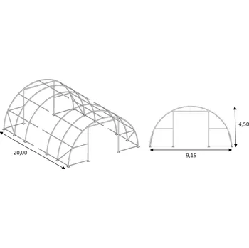 Přístřešek na auto Konstrukce haly 9,15m x 20m x 4,5m