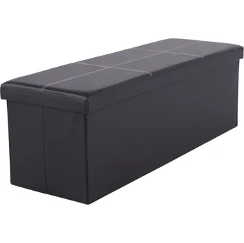 Taburet Skládací taburet, ekokůže, černá, ZAMIRA