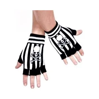 Moto rukavice Gotické rukavice bílo-černé s lebkou