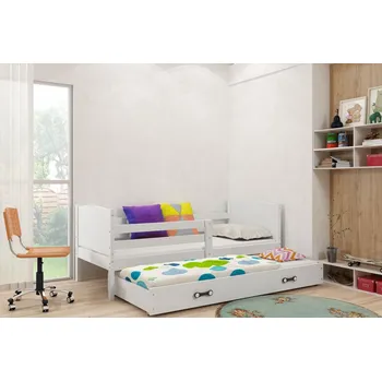 Postel ImportWorld Dětská postel Evžen - 2 osoby, 90x200 s výsuvnou přistýlkou – Bílá, Bílá