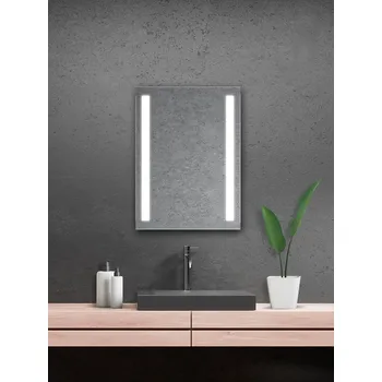 Zrcadlo na zeď chodbu do pokoje ložnice koupelny předsíně LUMINA LED - 60 x 80 cm se dvěma LED podsvícenými pruhy LSP8060