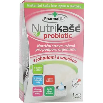 PharmaLINE Nutrikaše probiotic s jahodami a vanilkou, 3x 60 g