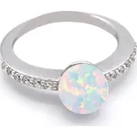 Prsten z bílého zlata s opálem a zirkony 2,40g
