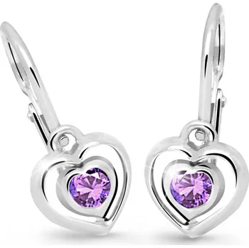Náušnice Cutie Jewellery Dětské náušnice z bílého zlata C2752B-Fialová