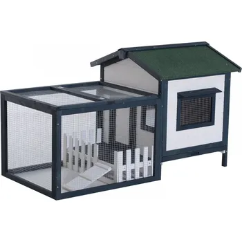 Dřevěná králíkárna 151 x 78 x 84 cm | bílá