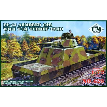 Plastikový model Unimodel 1/72 PL-43 armored car with T-34 turret (1941)