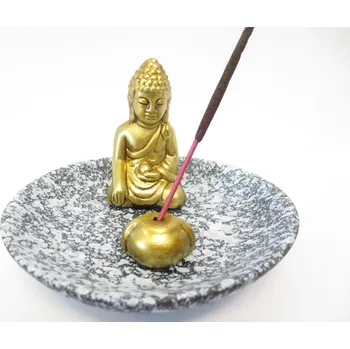 Vonná tyčinka Mani Bhadra Mani Bhadra Stojánek na vonné tyčinky Zlatý thajský Buddha šedá kulatý
