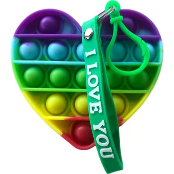 POP IT Pop It antistresová hračka Srdce s náramkem rainbow