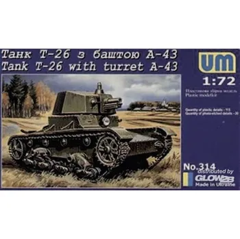 Plastikový model Unimodel 1/72 T-26+turret A-43