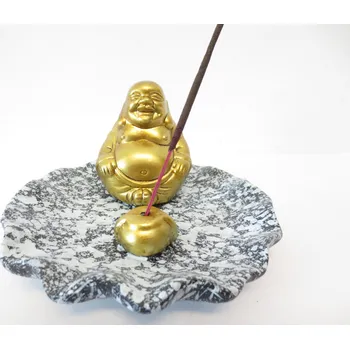 Vonná tyčinka Mani Bhadra Mani Bhadra Stojánek na vonné tyčinky Zlatý čínský Buddha Lotos