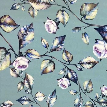 Šatovka SILKY šedozelená, lila růže, š.145