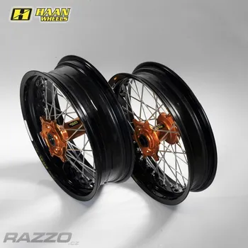 Motodíl Supermoto kola HaanWheels KTM Adventure 790 / 890 - Excel Black 17x3,5 + 17x5,0 / Orange Hub