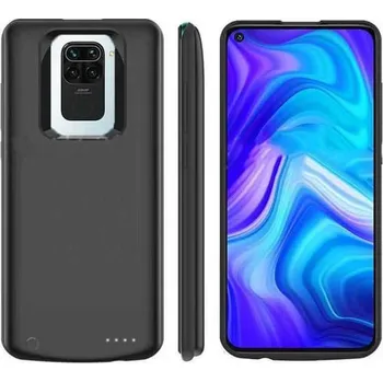 Pouzdro na mobilní telefon 3v1 Silikonové pouzdro s externí baterií smart battery case power bank 3500 mAh pro Xiaomi Redmi Note 9 - černé