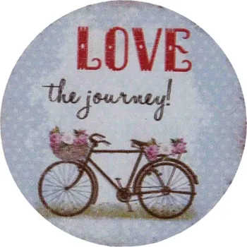 Dekorativní magnet Kovový kulatý magnet Love the journey - Ø 8 cm