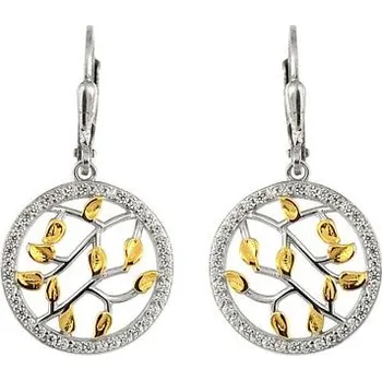 Náušnice Stříbrné náušnice se zlacenými lístečky