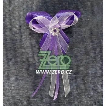 Svatební dekorace Vonička (vývazek) svatební - tm. fialová s perlovým květem II