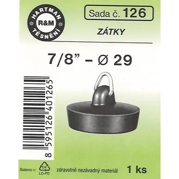 HARTMAN Pryžová zátka 7/8" - průměr 29 (0126)