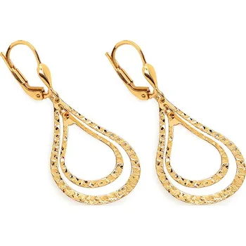 Náušnice Zlaté visací gravírované celebritky Emelia IZ24511 + dárkové balení LUXUS zdarma