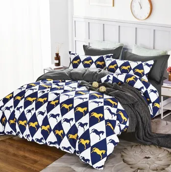 Povlečení Numberoplus Francouzské bavlněné povlečení - Kosočtverce s koňmi