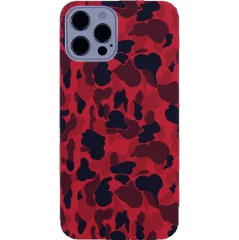 Pouzdro na mobilní telefon Maskáčový ochranný obal pro iPhone 12 / 12 Pro - červený