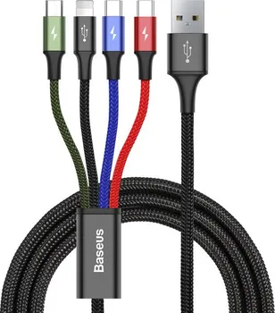 Datový kabel Baseus 4v1 Lightning + USB-C + 2x Micro USB černý
