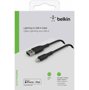 Datový kabel Belkin Lightning nab./sin. kabel 3m, PVC, cerny, mfi cert.