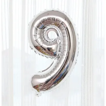 Fóliový balón čísla - stříbrné 82 cm Čísla: 9