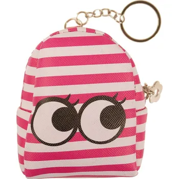 Peněženka Růžová pruhovaná peněženka ve tvaru batůžku s očima - 9*7*4 cm