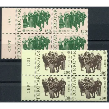 Poštovní známka (1981) MiNr. 63 - 64 **, 4-bl - Faerské ostrovy - EUROPA: floklór
