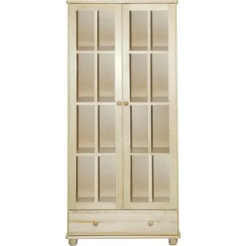 Knihovna Vitrína Classic 34, KB Výběr moření: Bezbarvý Lak, Druh dřeva: Borovicový masiv