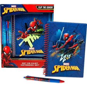 Blok TOYCOMPANY Kroužkový flip blok diář Spiderman A5 + 6 barevná propiska