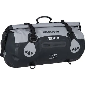 Zavazadlo na motocykl Vodotěsná vak OXFORD Aqua T-30 Roll Bag šedý/černý, objem 30 l (vodotěsná brašna z PVC, rozměry cca 34 x 50 x 28 cm )