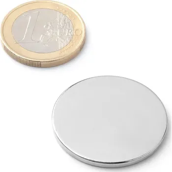 Dekorativní magnet SOLLAU Neodymový magnet válec D&nbsp;30x2 mm, Neodym, N38, poniklovaný