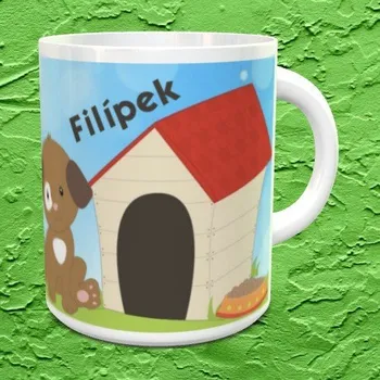 Hrnek se jménem Pejsci s boudou - Žlutá / Keramický 0,29 l