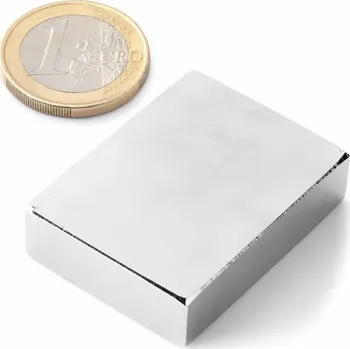Dekorativní magnet SOLLAU Neodymový magnet hranol 40x30x10 mm, N42, poniklovaný
