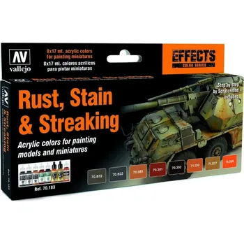 Modelářská barva Vallejo Model Color Effects Set 70183 Rust, Stain & Streaking (8) by Scratchmod