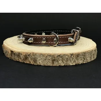 Obojek pro psa Palkar obojek z kůže hlazenice pro psy zdobený hroty 35 cm x 14 mm hnědý (Palkar obojek z kůže hlazenice pro psy zdobený hroty 35 cm x 14 mm hnědý)