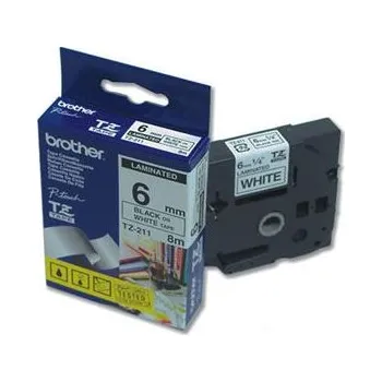 Kotouček do pokladny a tiskárny štítků Brother - TZe-211, bílá / černá (6mm, laminovaná) TZE211