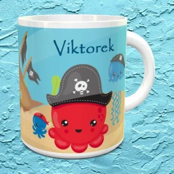 Hrnek se jménem Piráti chobotnice - Žlutá / Keramický 0,29 l