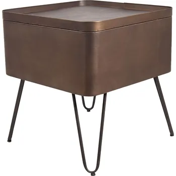 Konferenční stolek Měděný antik kovový odkládací stolek s úložným protorem Iwi - 45*45*49 cm