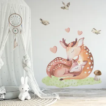 Samolepící dekorace DEKORACJAN Nálepka na zeď - lesní království - zamilovaná zvířátka
