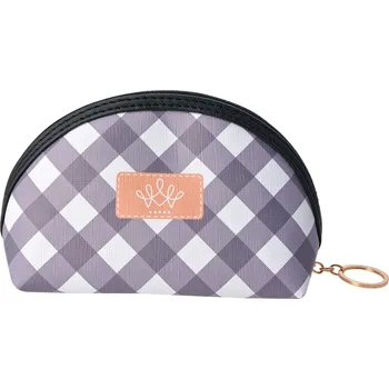 Kosmetická taška Bílo šedo černá kostkovaná toaletní taška - 19*10 cm